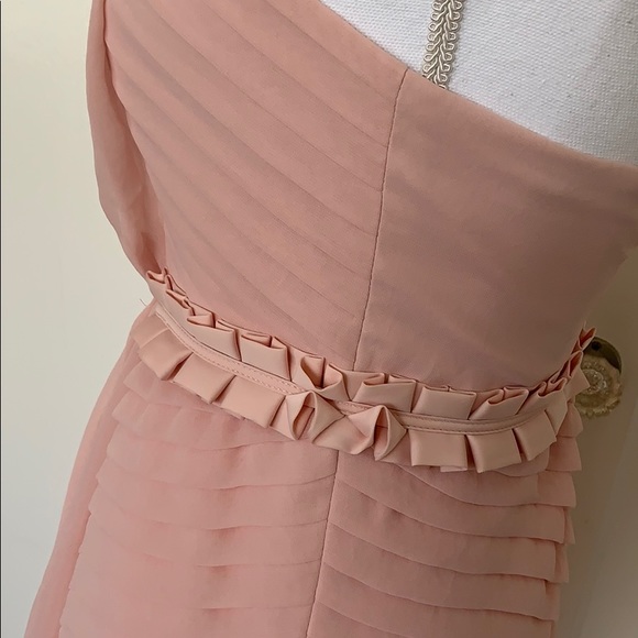 BCBG Pink Chiffon Strapless Bubble Hem Dress - Picture 5 of 10